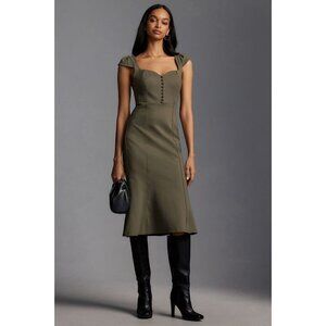 NWT Anthropologie Cecily Fit & Flare Sweetheart Dress XL Moss Green